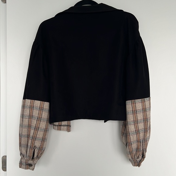 Miss Matched Black and Brown Plaid Cropped Top - Size Small - Picture 2 of 4